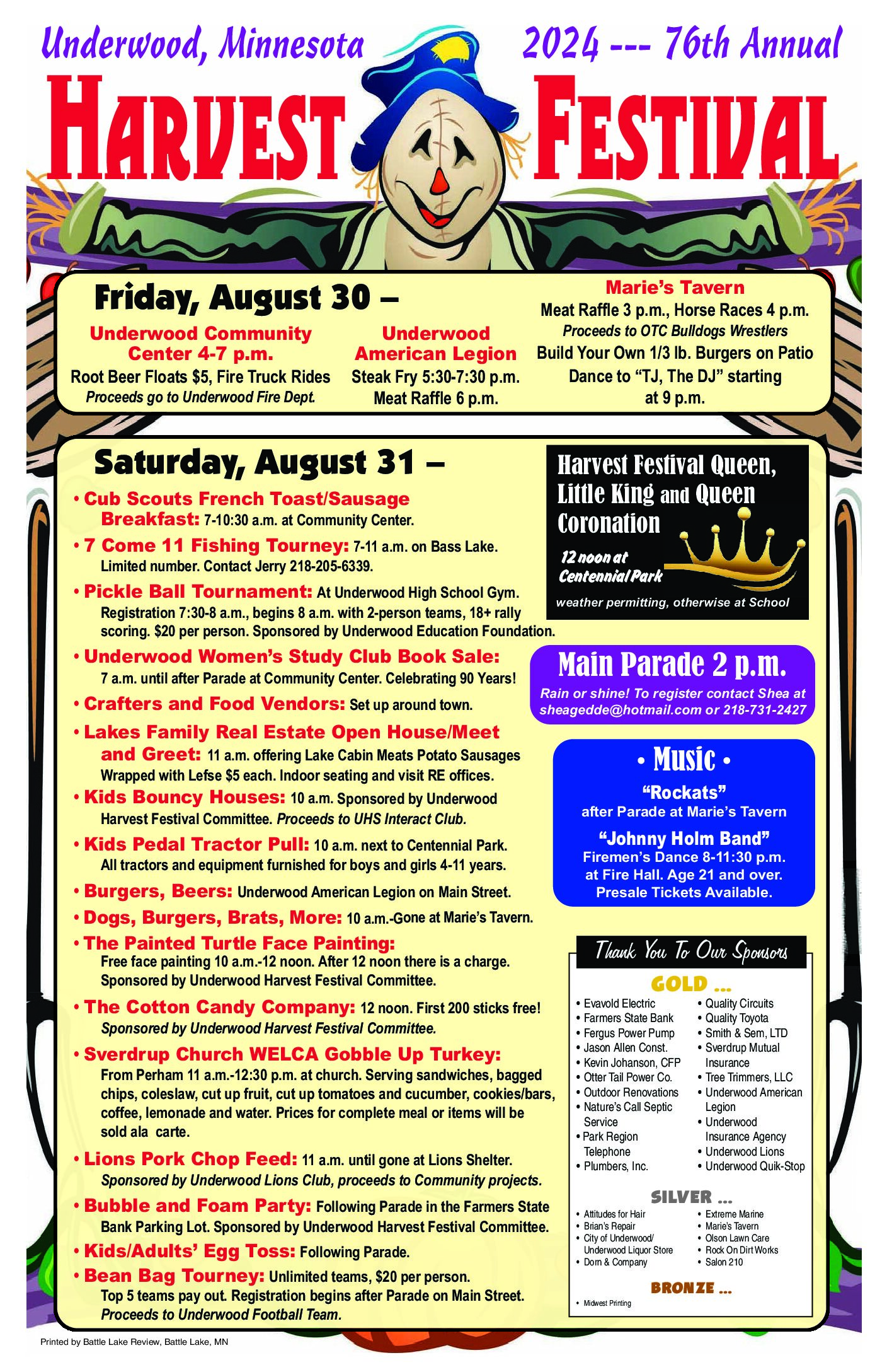 Underwood Harvest Festival August 30-31